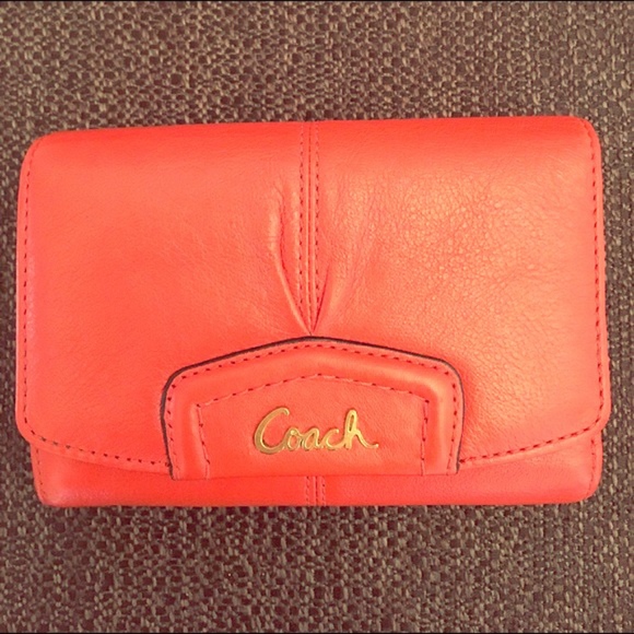 orange coach wallet
